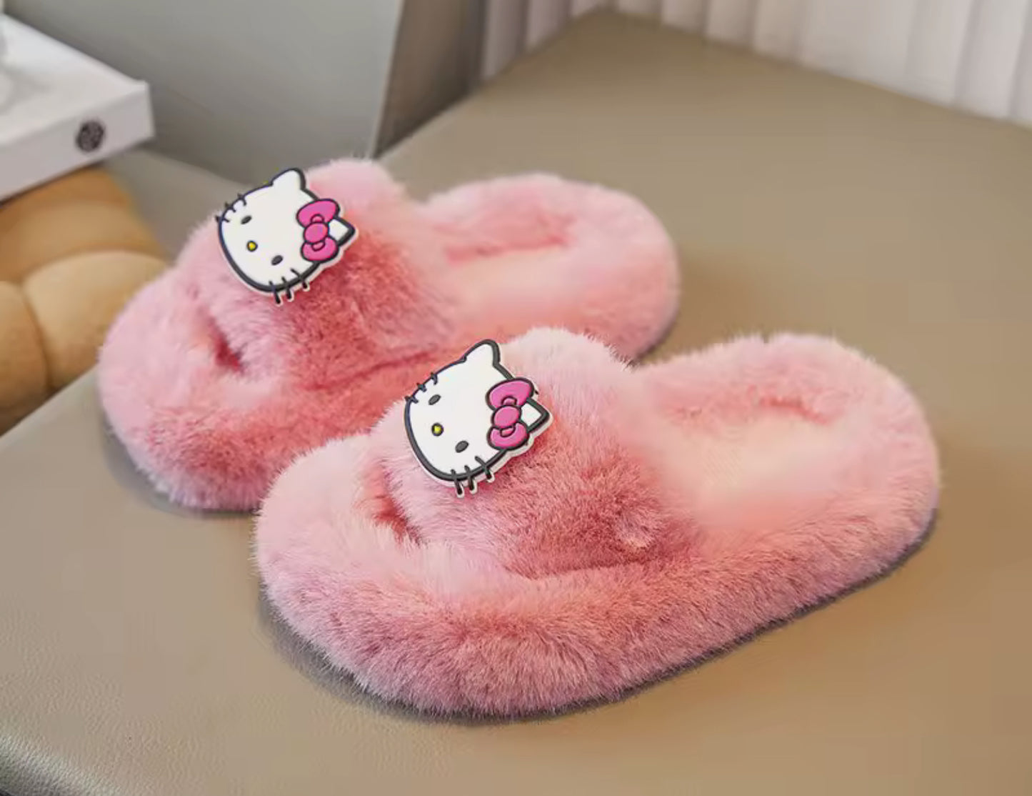 Fluffy Hello Kitty Slippers