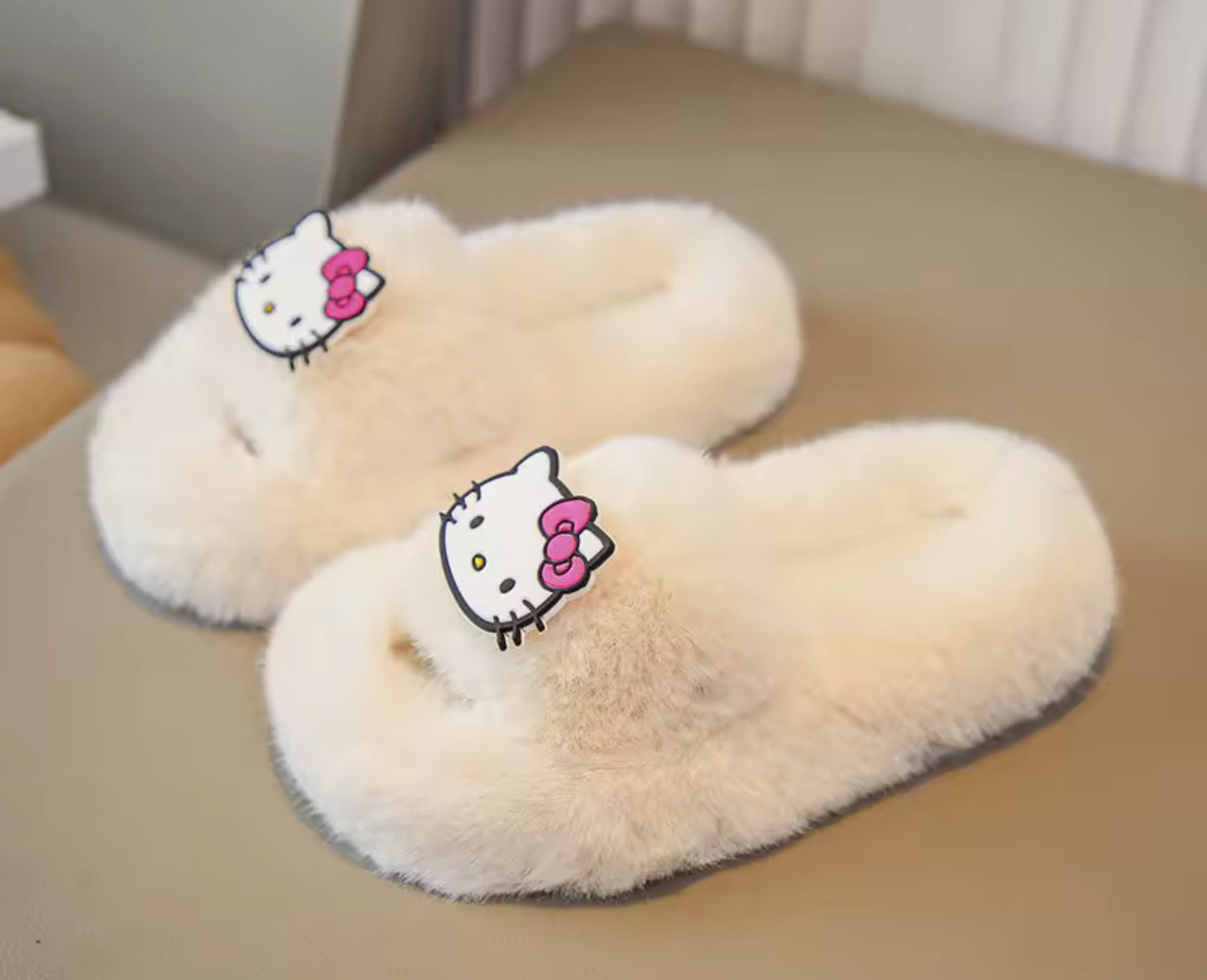 Fluffy Hello Kitty Slippers