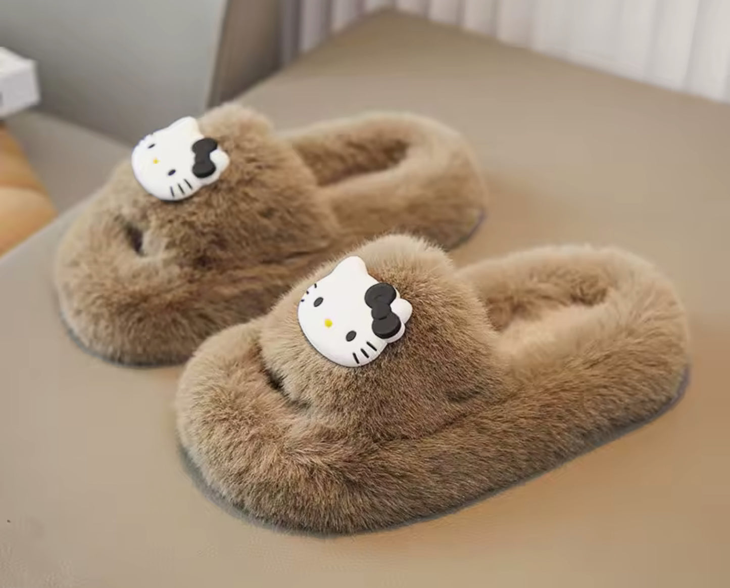 Fluffy Hello Kitty Slippers