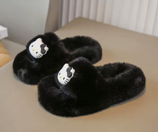 Fluffy Hello Kitty Slippers